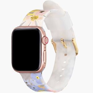 Rifle Paper Co. Floral Silicone Apple Watch Band in White, Pink, Yellow, Blue